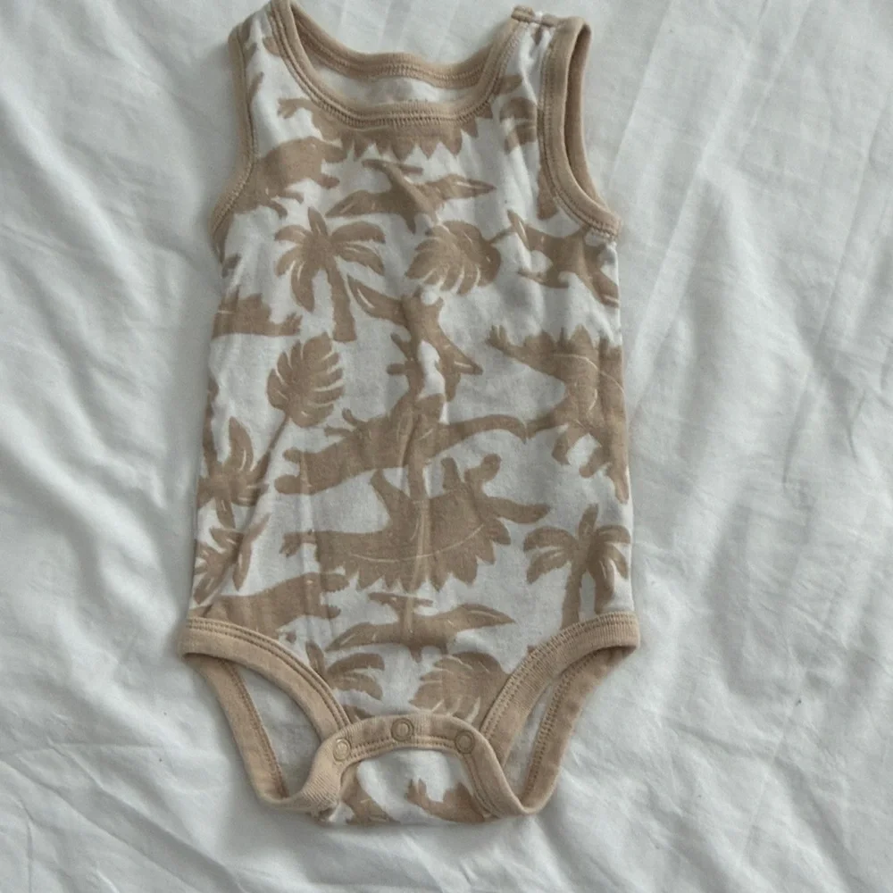 Carter's Red Pineapple Romper + Neutral & Blue Summer Onesies Set 6-months